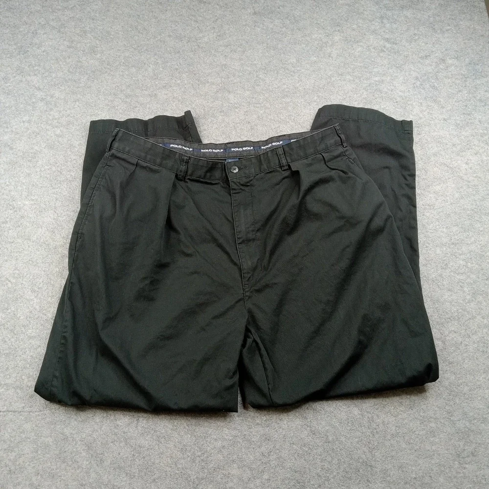 Polo Golf Pants Mens 42x30 Black 100% Cotton‎ Pleated Chino Straight Leg Casual